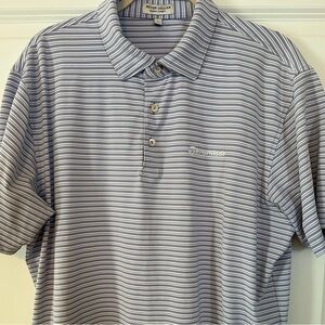 Peter Millar x TaylorMade Striped Gray Polo Shirt